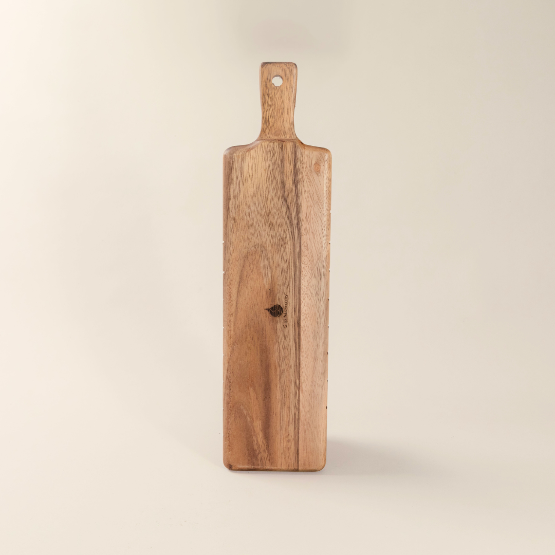 Acacia Wooden Baguette Slotted Cutting Bread Board with Handle image 2