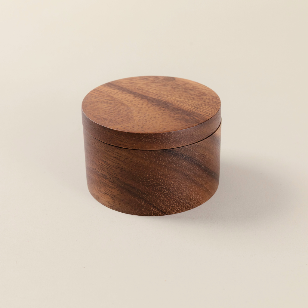 Acacia Wooden Salt Box or Storage Container with Swivel Lid image 1