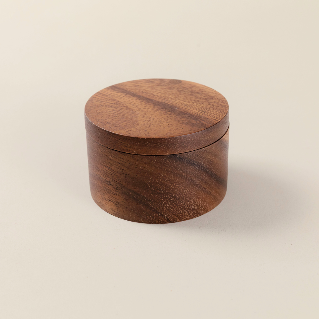 Acacia Wooden Salt Box or Storage Container with Swivel Lid image 1