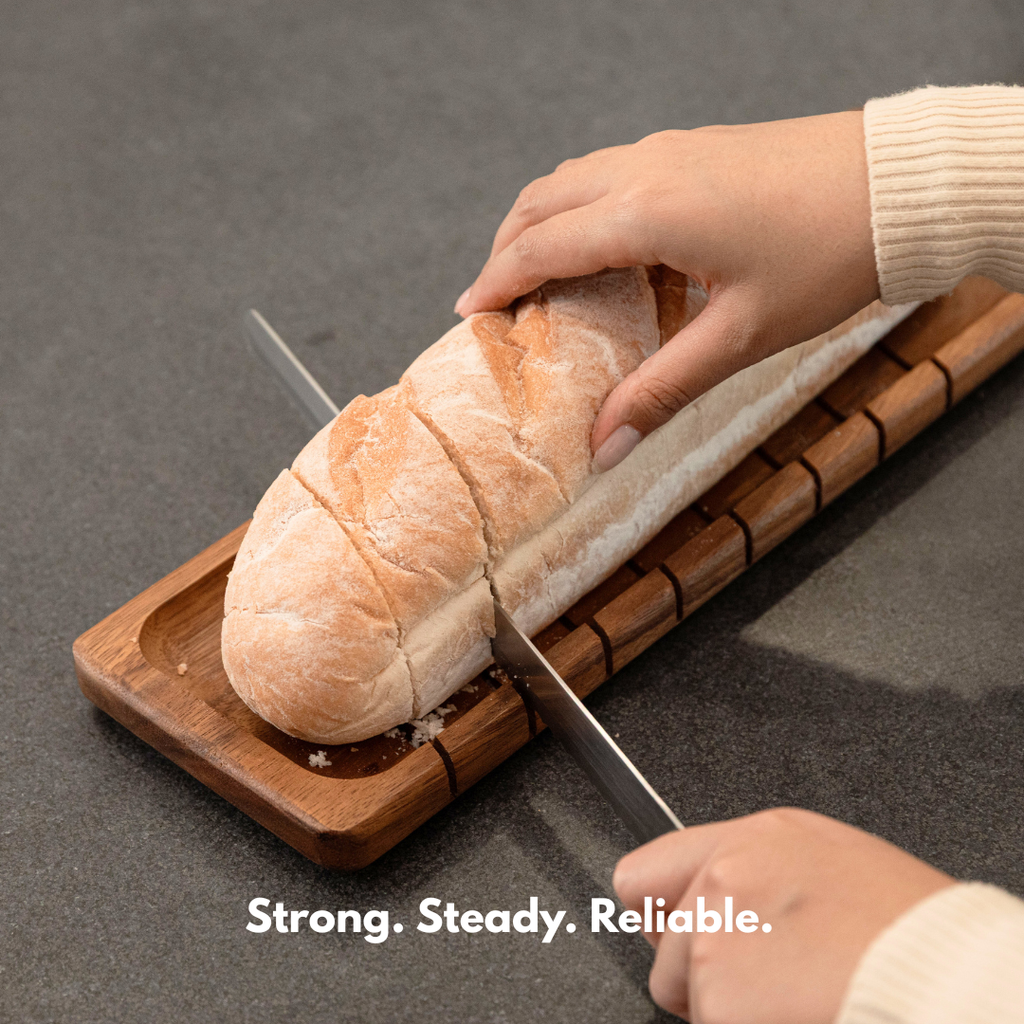 Acacia Wooden Baguette Slotted Cutting Bread Board with Handle image 7