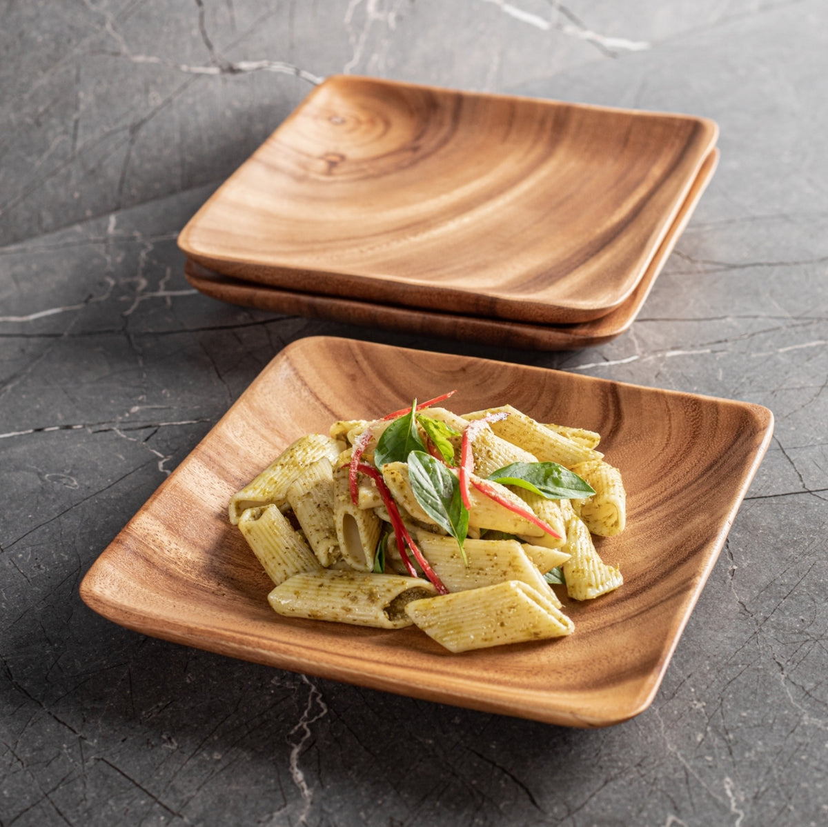 Acacia Square Trays (Set of 4) image 1