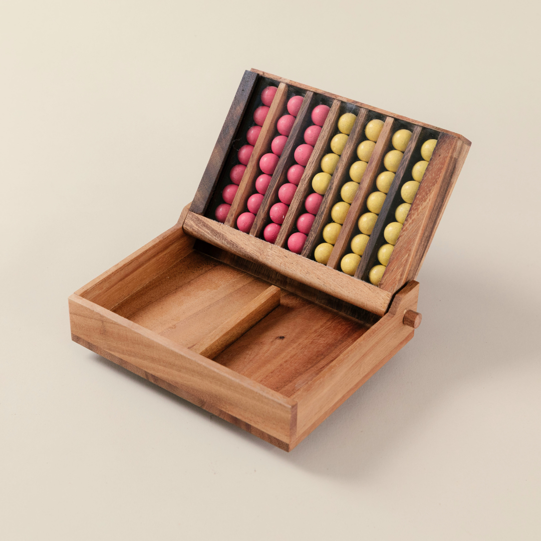 Wooden 4 in-Row (Pink & Yellow) image 1