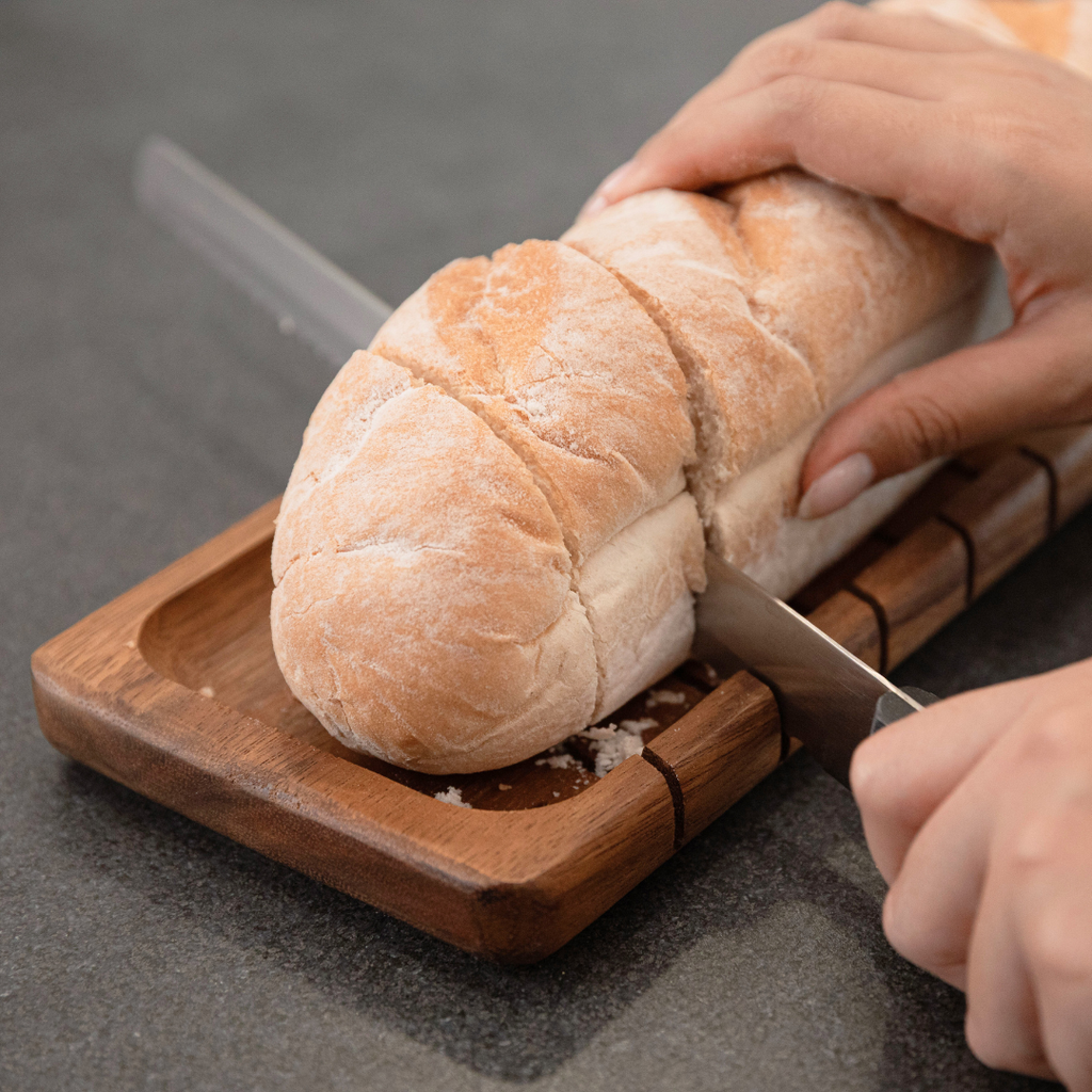 Acacia Wooden Baguette Slotted Cutting Bread Board with Handle image 9