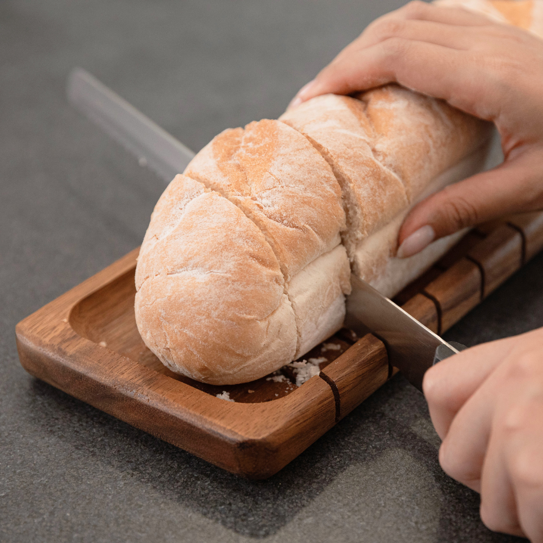 Acacia Wooden Baguette Slotted Cutting Bread Board with Handle image 9