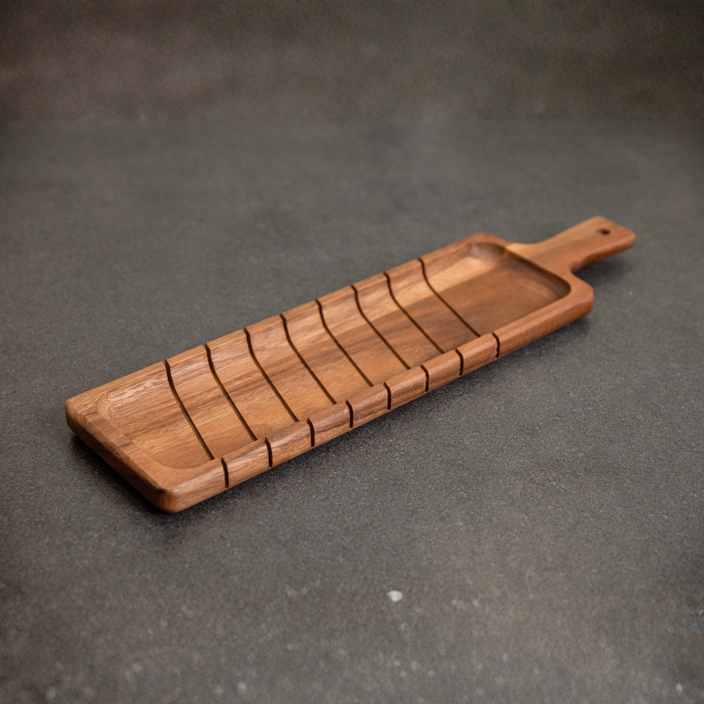 Acacia Wooden Baguette Slotted Cutting Bread Board with Handle image 10