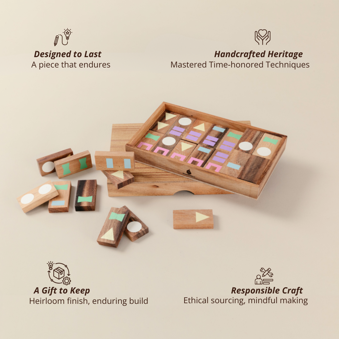 Geometric Wooden Domino Set image 2