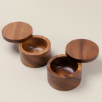 Acacia Wooden Salt Box or Storage Container with Swivel Lid image 2