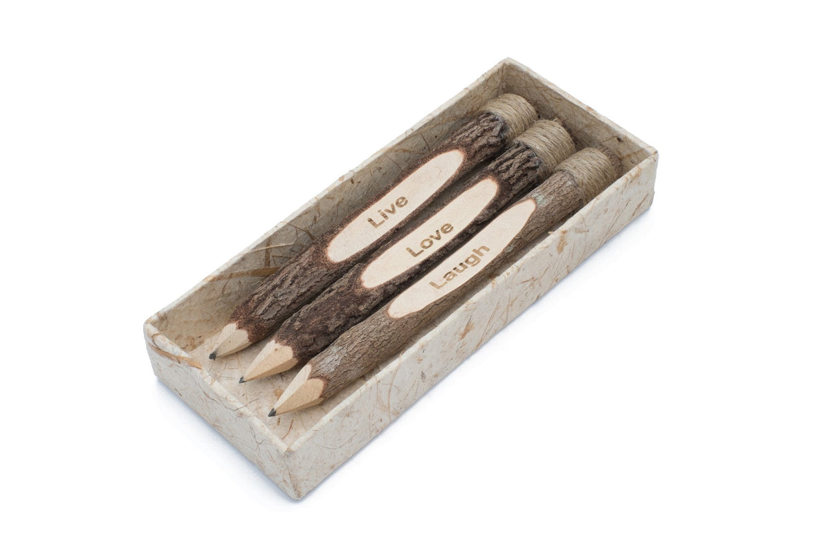 Jute Branch Pencils - Set of 3 (Live, Love, Laugh) image 0