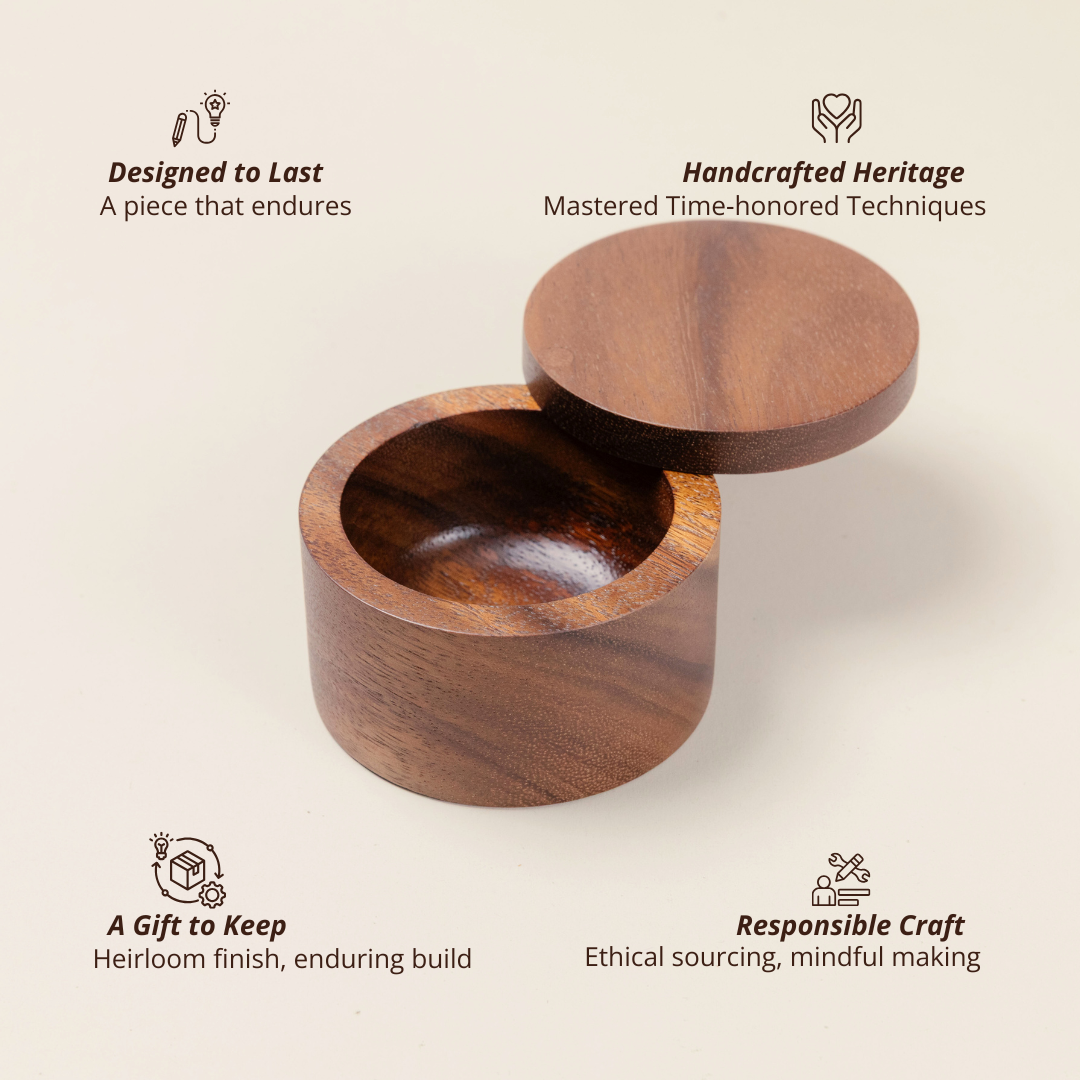 Acacia Wooden Salt Box or Storage Container with Swivel Lid image 4