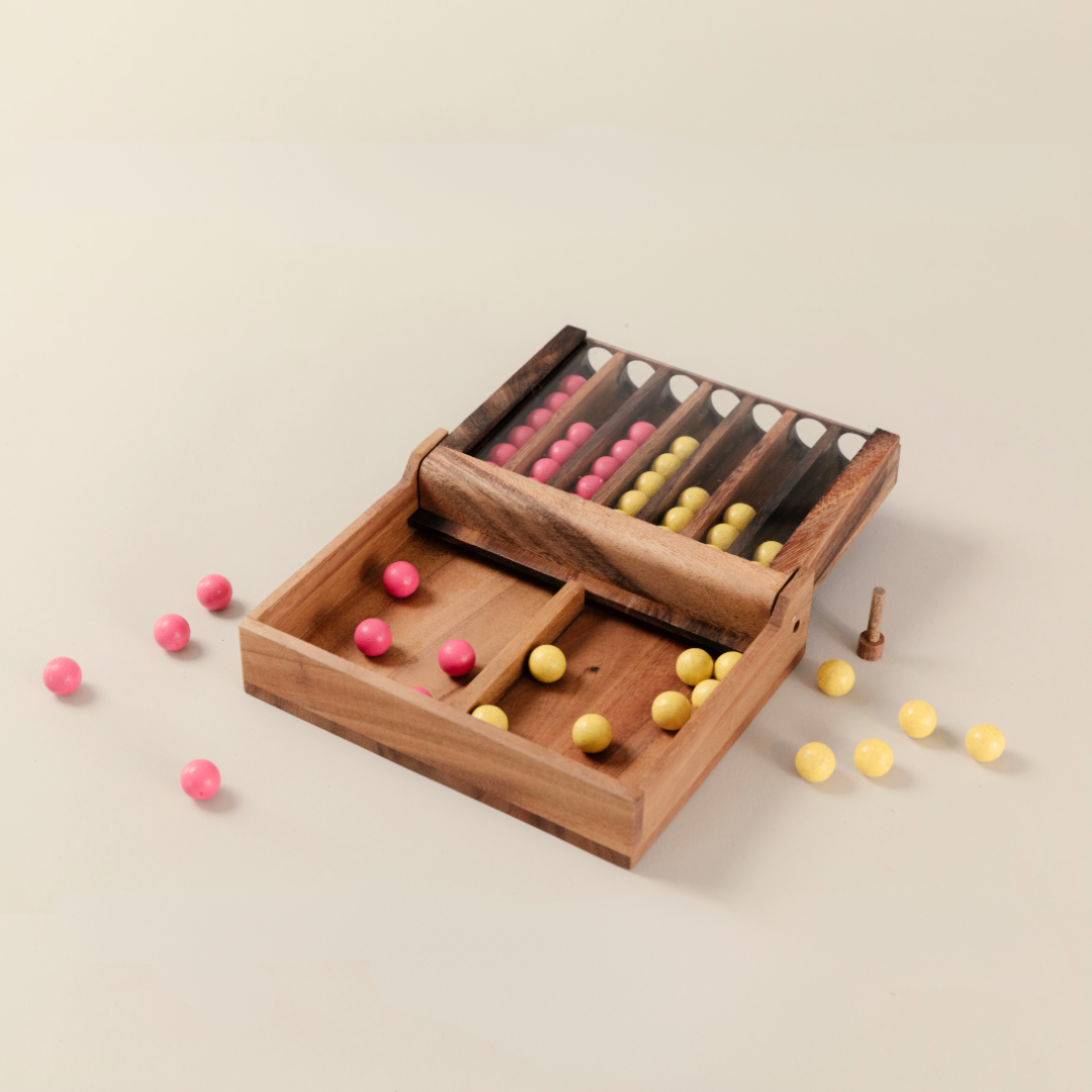 Wooden 4 in-Row (Pink & Yellow) image 4
