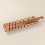 Acacia Wooden Baguette Slotted Cutting Bread Board with Handle image 1
