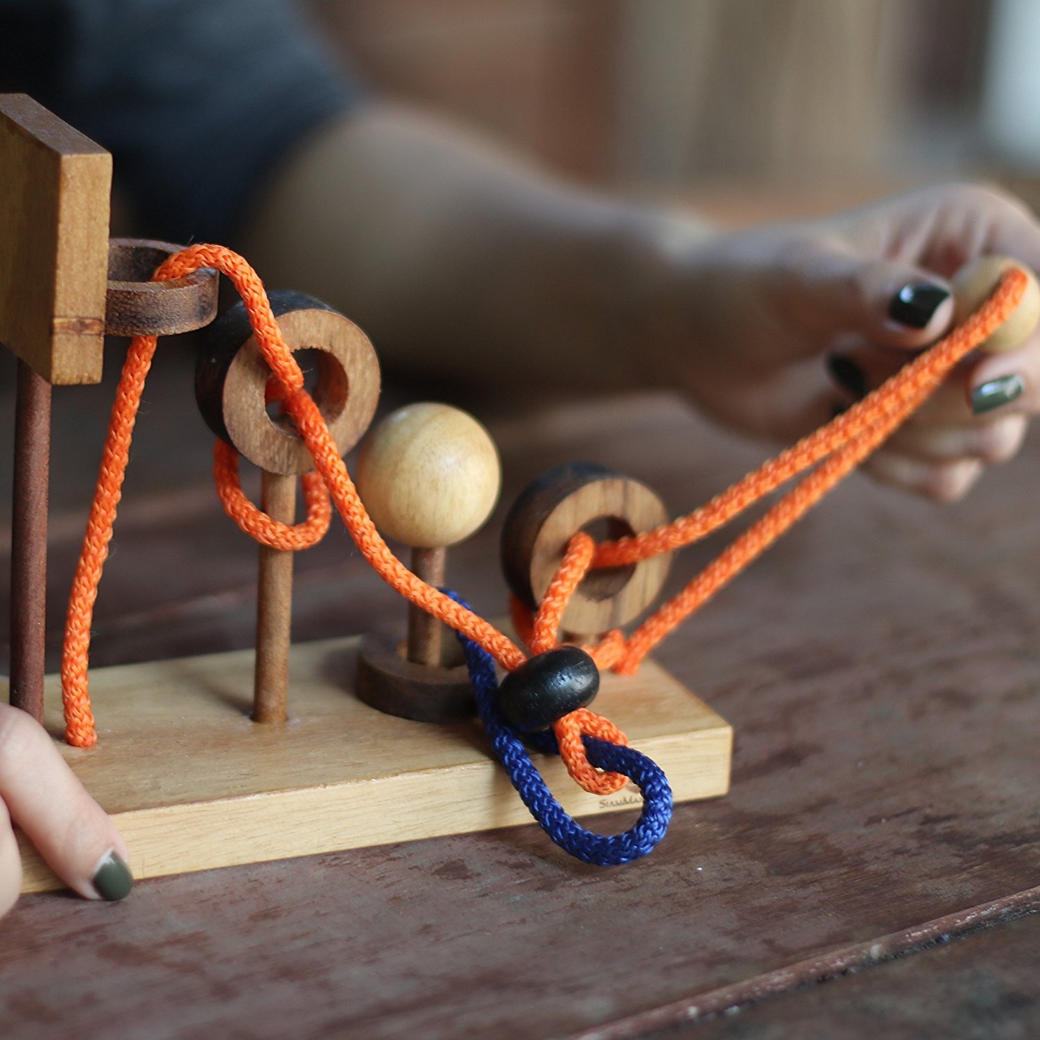Rope Puzzle Disentanglement Wood & String Puzzle