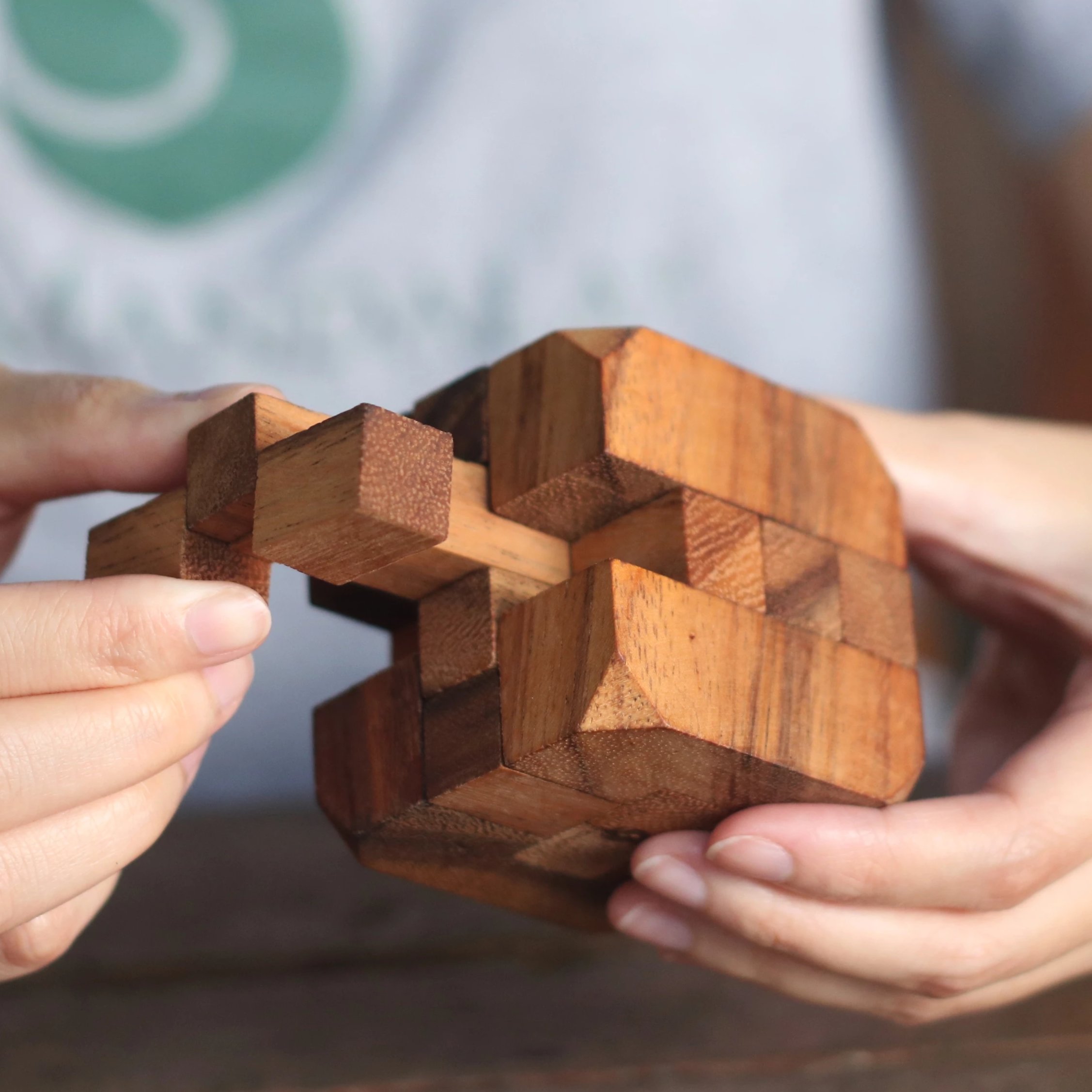 Wooden Toy : Diamond Cube Puzzle small the Organic Natural Puzzle