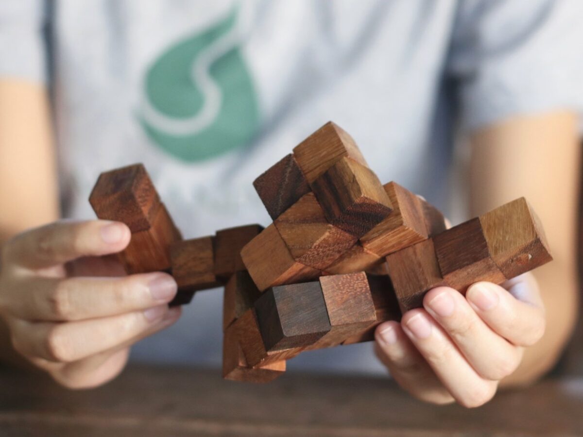 Snake Cube Puzzle or Serpent Cube Wooden Puzzle Toy