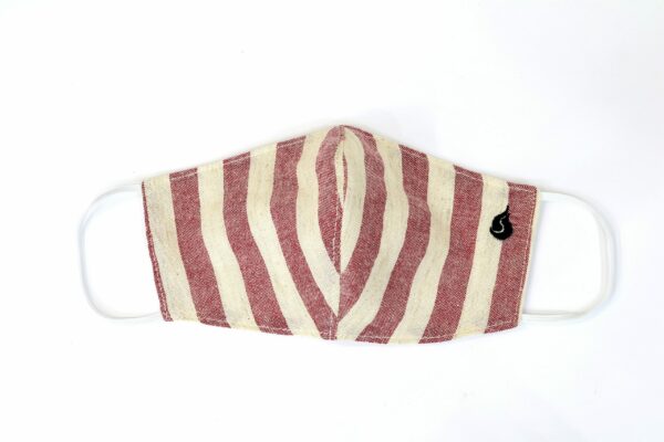 Thick Stripe Fabric Face Mask - Fire Brick Red