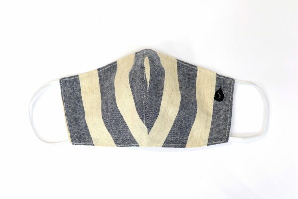 Thick Stripe Fabric Face Mask - Stone Gray