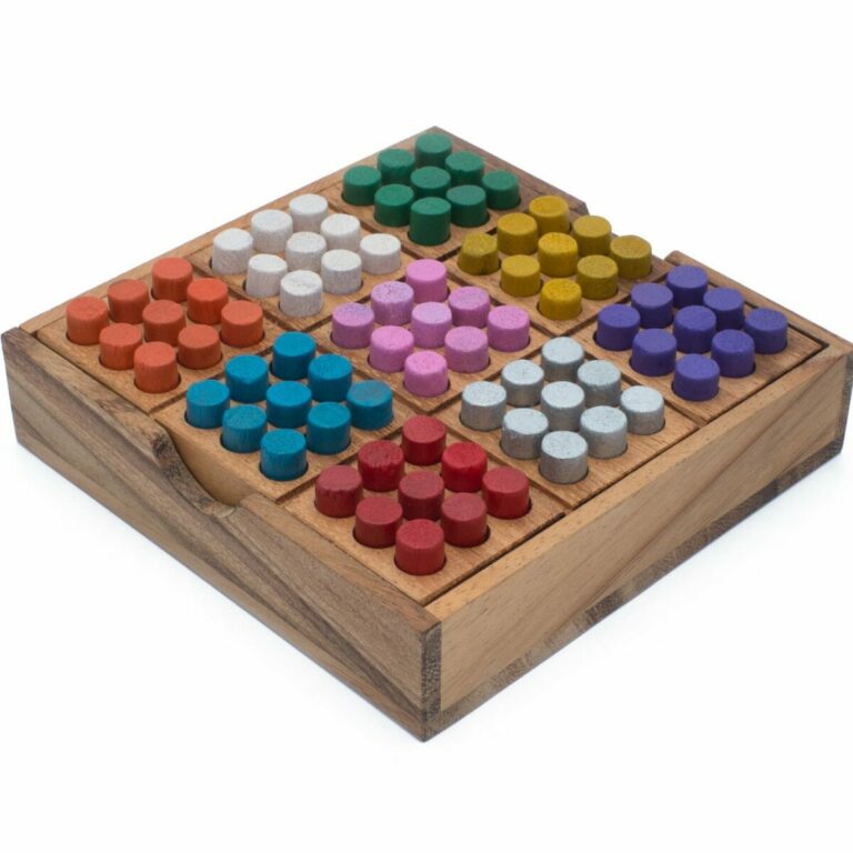  Wooden Coloured Sudoku Board & Table Game 